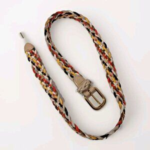 Vintage Leather Multicolor Rainbow Braided Woven Leather Belt M/L 39.5 in X 1 in